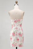 Vestido de Homecoming com Lantejoulas Florais Bodycon Coração Brilhante Com Renda nas Costas