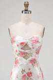 Vestido de Homecoming com Lantejoulas Florais Bodycon Coração Brilhante Com Renda nas Costas