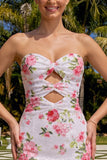 Vestido de Homecoming com Lantejoulas Florais Bodycon Coração Brilhante Com Renda nas Costas