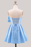 Vestido de regresso ao laço de finalistas em cetim de cetim em linha A com laço