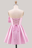 Vestido de regresso ao laço de finalistas em cetim de cetim em linha A com laço