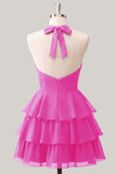 Vestido de Finalistas de Finalistas com decote em chiffon com decote em A-Line Flor Azul