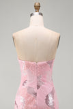 Vestido Curto de Regresso a Casa Curto Corredor Cor-de-Rosa Body-Con Misangas