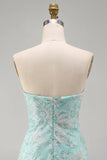 Vestido Curto de Regresso a Casa Floral Floral de Menta Bodycon Sem Alças