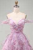 Vestido Curto de Finalistas Lisás, Linha A, Folhos A-Line, Vestido Curto de Regresso a Casa com Renda nas Costas