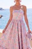 Vestido Floral Midi Jacquard A-Line Verde Escuro Verde Escuro com Folhos
