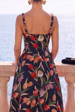 Vestido Midi Jacquard Floral Jacquard com decote quadrado e decote quadrado