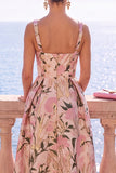 Vestido Midi Jacquard Floral Jacquard com decote quadrado e decote quadrado