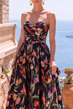 Vestido Midi Floral Franzido A-Line Olive Sweetheart Jacquard