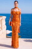 Vestido Maxi Floral Maxi Floral de Veludo Verde Sereia com Gola Alta e Franzida