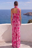 Vestido Maxi Floral Laranja Sereia de Um Ombro
