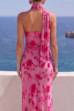 Vestido Maxi Floral Laranja Sereia de Um Ombro