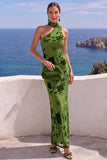 Vestido Maxi Floral Laranja Sereia de Um Ombro