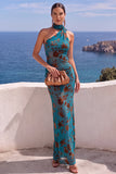 Vestido Maxi Floral Laranja Sereia de Um Ombro