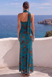 Vestido Maxi Floral Laranja Sereia de Um Ombro