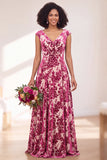 Vestido comprido de dama de honor com veludo preto prateado e mangas fechadas