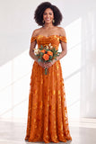 Vestido comprido de dama de honor em veludo fúcsia em veludo A-Line A-Line Ombro Descoberto