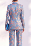 Fatos Femininos Compridos com Padrão Floral Azul