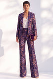 Fatos Femininos Compridos com Padrão Floral Azul