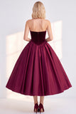 Vestido de veludo de A-Line Strapless Strapless A-Line de Veludo