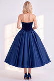 Vestido de veludo de A-Line Strapless Strapless A-Line de Veludo