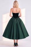 Vestido de veludo de A-Line Strapless Strapless A-Line de Veludo