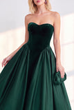 Vestido de veludo de A-Line Strapless Strapless A-Line de Veludo