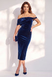 Vestido de cocktail midi veludo midi com bodycon cor cor de bordô