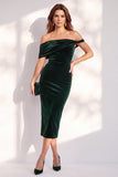 Vestido de cocktail midi veludo midi com bodycon cor cor de bordô