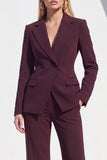 Fatos formais femininos de mangas compridas com entalhe ajustado azul Berlim