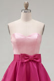 Vestido de Finalistas Roxo Azul-Marinho Roxo A-Line com Folhos e Laço