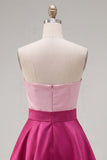 Vestido de Finalistas Roxo Azul-Marinho Roxo A-Line com Folhos e Laço