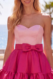 Vestido de Finalistas Roxo Azul-Marinho Roxo A-Line com Folhos e Laço