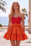Vestido de Finalistas Roxo Azul-Marinho Roxo A-Line com Folhos e Laço