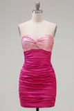 Vestido Curto de Regresso a Casa Vermelho Laranja Sweetheart Ruched Bodycon