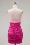 Vestido Curto de Regresso a Casa Vermelho Laranja Sweetheart Ruched Bodycon