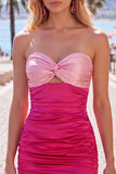 Vestido Curto de Regresso a Casa Vermelho Laranja Sweetheart Ruched Bodycon