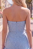 Vestido de Boas-Vindas a Casa Bodycon Sem Alças com Flores 3D