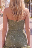 Vestido de Boas-Vindas a Casa Bodycon Sem Alças com Flores 3D