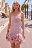 Vestido de Boas-Vindas a Casa Bodycon Sem Alças com Flores 3D
