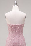 Vestido de Boas-Vindas a Casa Bodycon Sem Alças com Flores 3D
