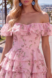 Vestido de Regresso ao Casamento Azul Azul em Linha em A, com camadas, com renda nas costas