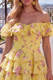Vestido de Regresso ao Casamento Azul Azul em Linha em A, com camadas, com renda nas costas