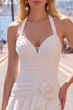 Vestido de Finalistas Azul, Bodycon Bodycon, com camadas e franzados, com flor 3D