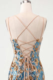 Espartilho bodycon com flor azul, lantejoulas, rendas nas costas, alças finas, vestido curto de regresso a casa