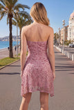 Vestido curto de regresso a casa, curto de finalistas Dusty Rose, sem alças, Dusty Rose Bodycon