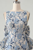 Vestido de regresso a casa floral Jacquard Bodycon Verde Bodycon com gola bata e laço grande