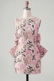 Vestido de regresso a casa floral Jacquard Bodycon Verde Bodycon com gola bata e laço grande