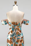 Vestido curto de boas-vindas com flores azuis brilhantes com lantejoulas bodycon