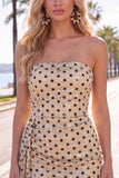 Vestido curto de regresso a casa, vestido curto de finalistas com lantejoulas de champanhe e alças